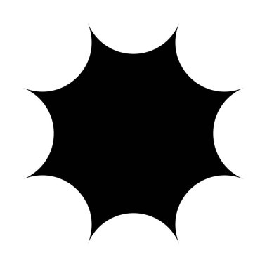 Siyah radyal yıldız patlaması, güneş patlaması benzeri element, tasarım şekli vektörü