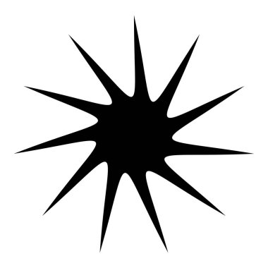 Siyah radyal yıldız patlaması, güneş patlaması benzeri element, tasarım şekli vektörü
