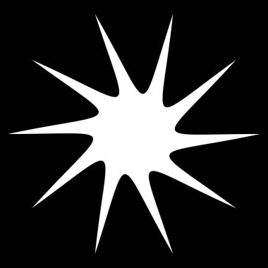 Siyah radyal yıldız patlaması, güneş patlaması benzeri element, tasarım şekli vektörü