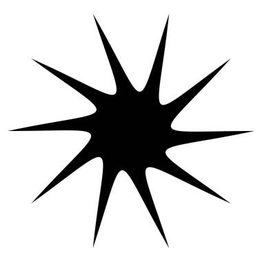 Siyah radyal yıldız patlaması, güneş patlaması benzeri element, tasarım şekli vektörü