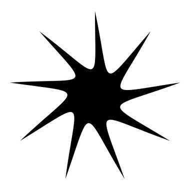 Siyah radyal yıldız patlaması, güneş patlaması benzeri element, tasarım şekli vektörü
