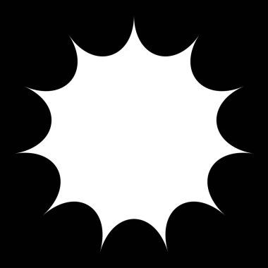 Siyah radyal yıldız patlaması, güneş patlaması benzeri element, tasarım şekli vektörü