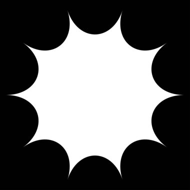 Siyah radyal yıldız patlaması, güneş patlaması benzeri element, tasarım şekli vektörü