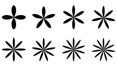 Basit çiçek yaprakları silueti, ikon ve sembol. Doğa, doğa, ekoloji ve ekoloji konsepti illüstrasyonu - stok vektör illüstrasyonu, klip sanatları grafikleri