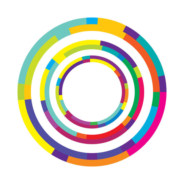 Abstract circle graphic. Geometric circle, ring design element. Circular, concentric angular shape icon, symbol