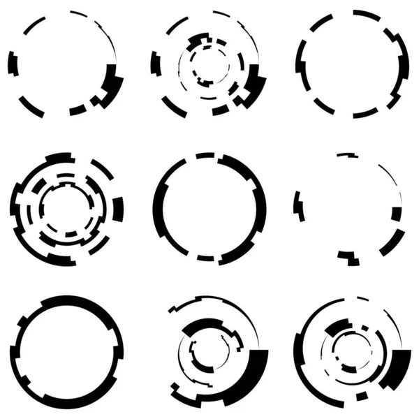 Abstrakte Kreisgrafik Geometrischer Kreis Ring Design Element Kreisförmiges Konzentrisch Eckiges — Stockvektor
