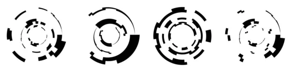 Zestaw Abstrakcyjnej Grafiki Okręgu Krąg Geometryczny Element Konstrukcji Pierścienia Okrągła — Wektor stockowy