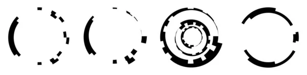 Zestaw Abstrakcyjnej Grafiki Okręgu Krąg Geometryczny Element Konstrukcji Pierścienia Okrągła — Wektor stockowy