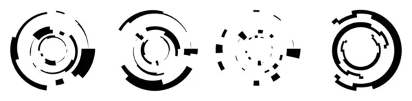 Ensemble Cercle Abstrait Graphique Cercle Géométrique Élément Conception Anneau Icône — Image vectorielle