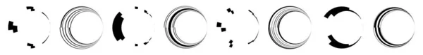 一组抽象的圆形图形 几何圆 环形设计元件 同心角形图标 Stock矢量图解 剪贴画 — 图库矢量图片