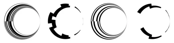 一组抽象的圆形图形 几何圆 环形设计元件 同心角形图标 Stock矢量图解 剪贴画 — 图库矢量图片