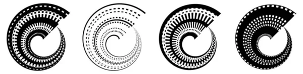 Conjunto Abstrato Gráfico Círculo Círculo Geométrico Elemento Desenho Anel Ícone — Vetor de Stock