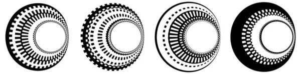 Uppsättning Abstrakt Cirkel Grafik Geometrisk Cirkel Ring Designelement Cirkulär Koncentrisk — Stock vektor