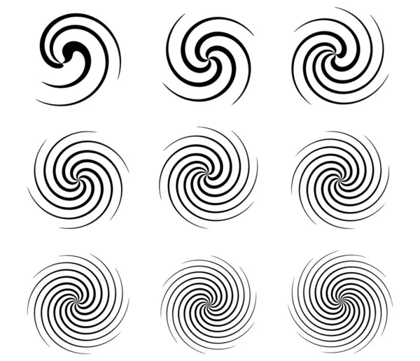 Swirl Twirl Spiral Vortex Shape Circular Radial Lines Element Rotation — Stock Vector