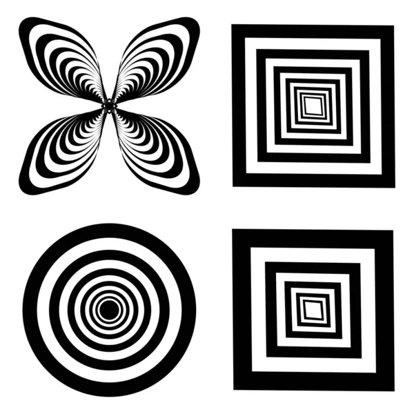 Abstracte Art Elementen Optische Beeldende Kunst Vormen Pictogrammen Symbolen Stock — Stockvector