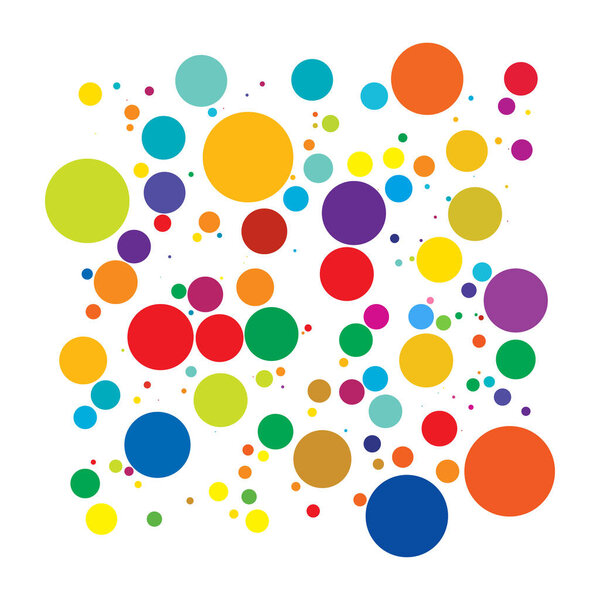 Colorful random, diffuse circles, dots pattern. Scattered speckles, polka dots