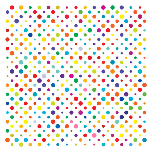 Colorful random, diffuse circles, dots pattern. Scattered speckles, polka dots