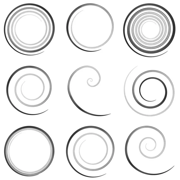 Espiral Caligráfico Redemoinho Elemento Giro Ícone Hélice Voluta Vórtice —  Vetores de Stock