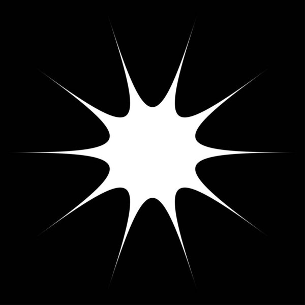 Черная лучевая звездная вспышка, похожий на солнечные вспышки элемент, вектор формы конструкции
