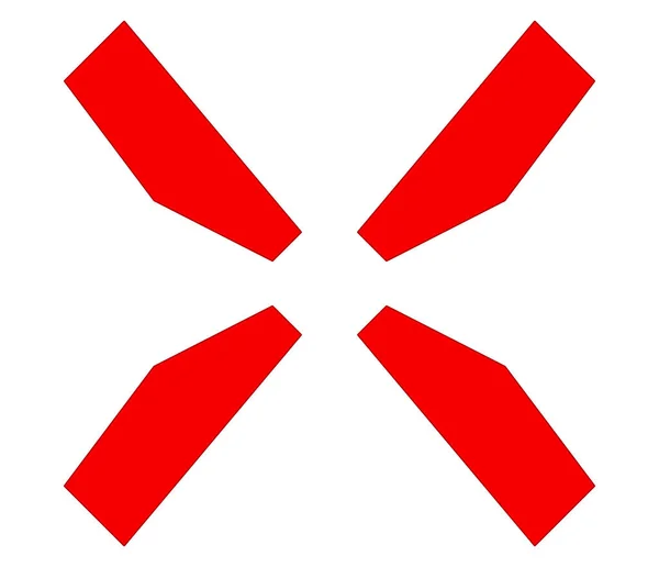 Signo Rojo Forma Carta Crosshair Marca Destino Icono Concepto Retícula — Vector de stock