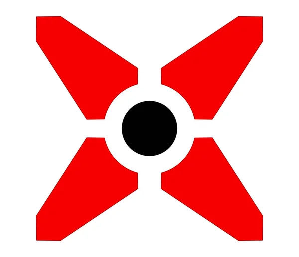 Signo Rojo Forma Carta Crosshair Marca Destino Icono Concepto Retícula — Archivo Imágenes Vectoriales