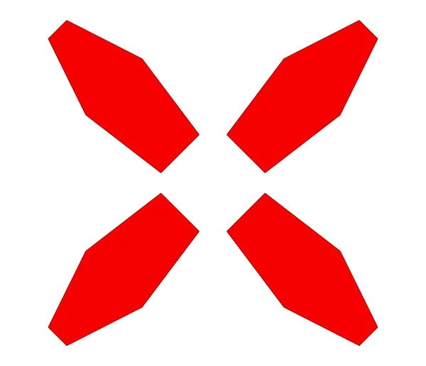 Signo Rojo Forma Carta Crosshair Marca Destino Icono Concepto Retícula — Archivo Imágenes Vectoriales
