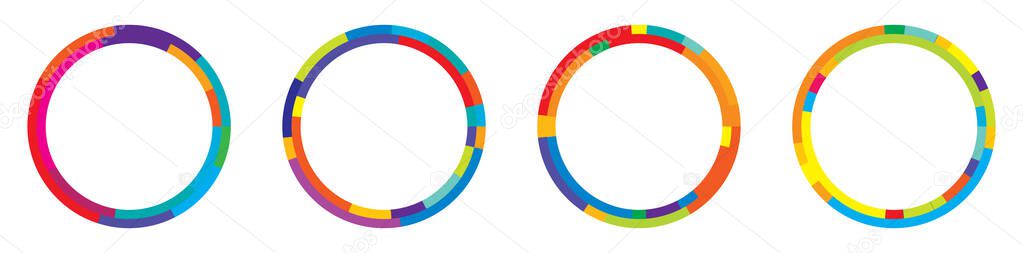 Set of abstract circle graphic. Geometric circle, ring design element. Circular, concentric angular shape icon, symbol - stock vector illustration, clip-art graphics