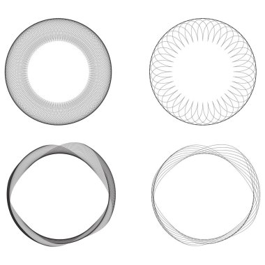 Geometrik dairesel soyut motif, simge, sembol. Radikal, yayılan tasarım elemanı vektörü