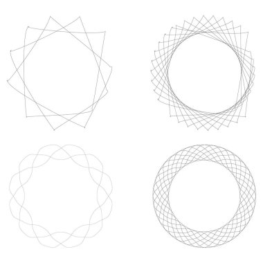 Geometrik dairesel soyut motif, simge, sembol. Radikal, yayılan tasarım elemanı vektörü