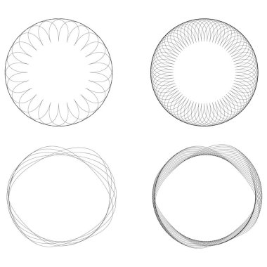 Geometrik dairesel soyut motif, simge, sembol. Radikal, yayılan tasarım elemanı vektörü