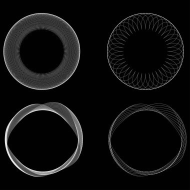 Geometrik dairesel soyut motif, simge, sembol. Radikal, yayılan tasarım elemanı vektörü