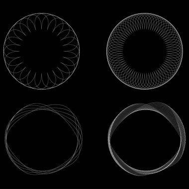 Geometrik dairesel soyut motif, simge, sembol. Radikal, yayılan tasarım elemanı vektörü