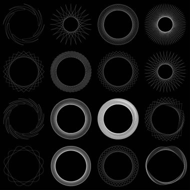 Geometrik dairesel soyut motif, simge, sembol. Radikal, yayılan tasarım elemanı vektörü
