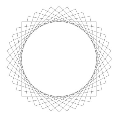 Geometrik dairesel soyut motif, simge, sembol. Radikal, yayılan tasarım elemanı vektörü