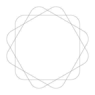 Geometrik dairesel soyut motif, simge, sembol. Radikal, yayılan tasarım elemanı vektörü