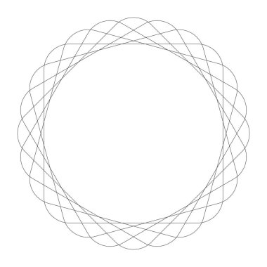 Geometrik dairesel soyut motif, simge, sembol. Radikal, yayılan tasarım elemanı vektörü