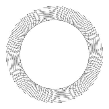 Geometrik dairesel soyut motif, simge, sembol. Radikal, yayılan tasarım elemanı vektörü