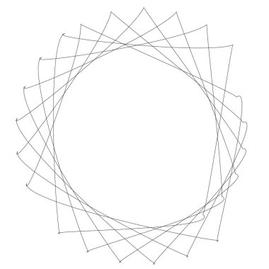 Geometrik dairesel soyut motif, simge, sembol. Radikal, yayılan tasarım elemanı vektörü