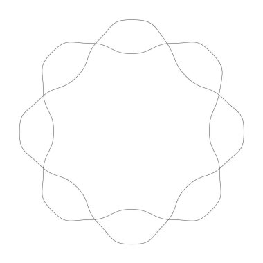 Geometrik dairesel soyut motif, simge, sembol. Radikal, yayılan tasarım elemanı vektörü