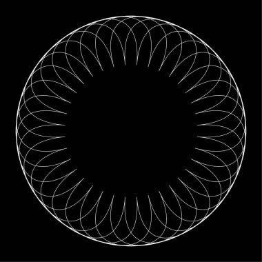 Geometrik dairesel soyut motif, simge, sembol. Radikal, yayılan tasarım elemanı vektörü