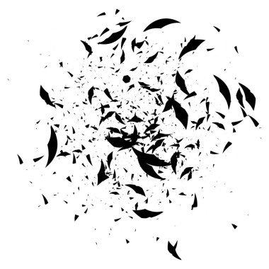 Rastgele dağılmış soyut şekil. Patlama, kırık cam, parçalar ve yırtık illüstrasyon, kalıp - stok vektör illüstrasyonu, klip- sanat grafikleri