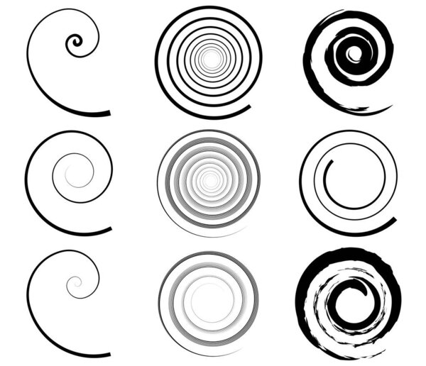 Spiral, swirl, twirl and whirl abstract vector design element - stock vector illustration, clip-art graphics