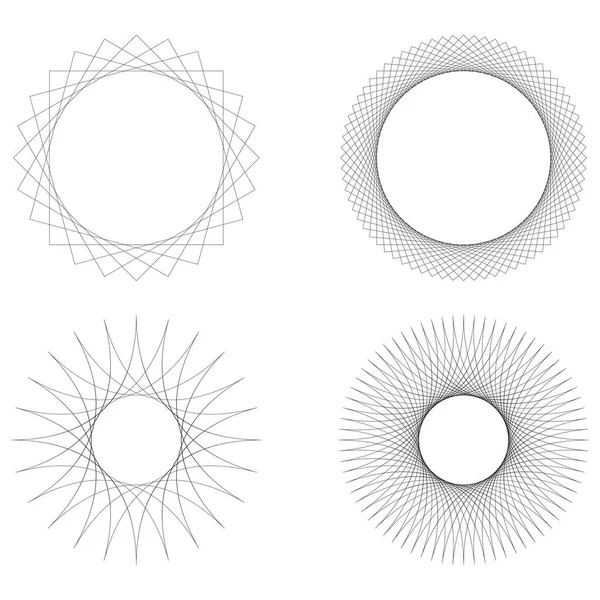 Геометрический Циркулярный Абстрактный Мотив Значок Символ Вектор Радиальных Излучающих Элементов — стоковый вектор