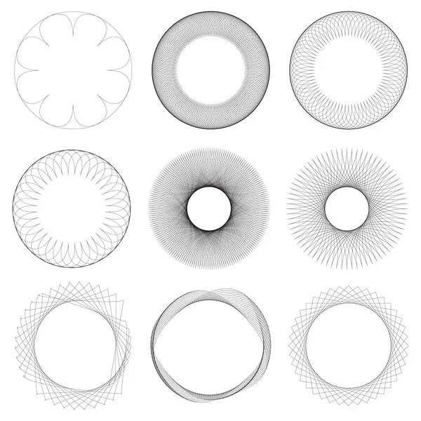 Motif Abstrak Lingkaran Geometris Ikon Simbol Vektor Elemen Perancangan Radial - Stok Vektor