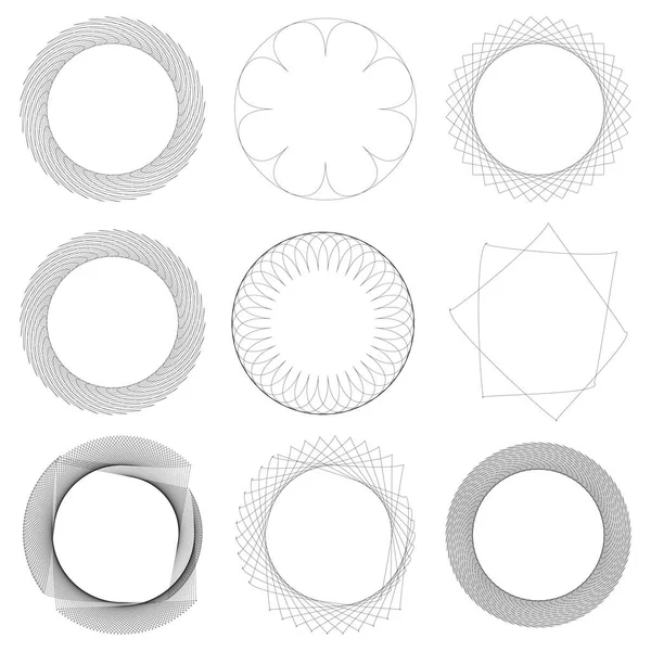 幾何学円の抽象的なモチーフ アイコン シンボル 放射線 放射線設計要素ベクトル — ストックベクタ