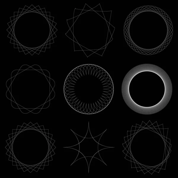 Geométrica Circular Motivo Abstrato Ícone Símbolo Radial Irradiando Vetor Elemento — Vetor de Stock