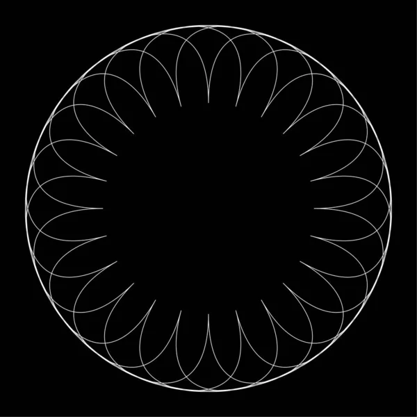 Geometrický Kruhový Abstraktní Motiv Ikona Symbol Radiální Vektor Vyzařujícího Konstrukčního — Stockový vektor