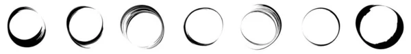 Smeared Smudged Circle Circular Grungy Grunge Brushstroke Paintbrush Ink Blot — Stock Vector