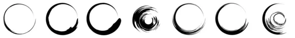 Rozmazany Rozmazany Krąg Okrągły Grungy Pociągnięcie Pędzlem Grunge Plama Atramentu — Wektor stockowy