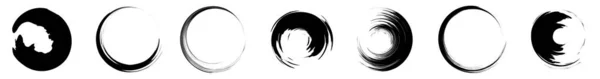 Размазанный Размазанный Круг Круглое Ворчание Гранж Мазок Кистью Пятна Чернил — стоковый вектор